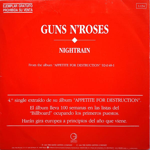 GUNS N'ROSES - Nightrain (PROMO) - Image 2
