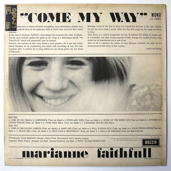 MARIANNE FAITHFULL – Come My Way - Image 2