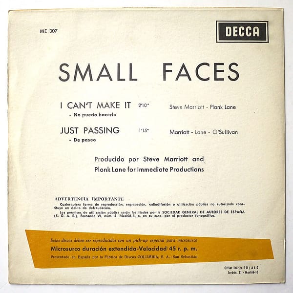 SMALL FACES - I Can't Make It (PROMO) - Image 2