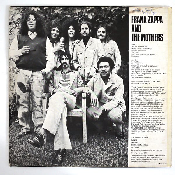 FRANK ZAPPA & THE MOTHERS OF INVENTION - Frank Zappa And The Mothers Of Invention - Image 2