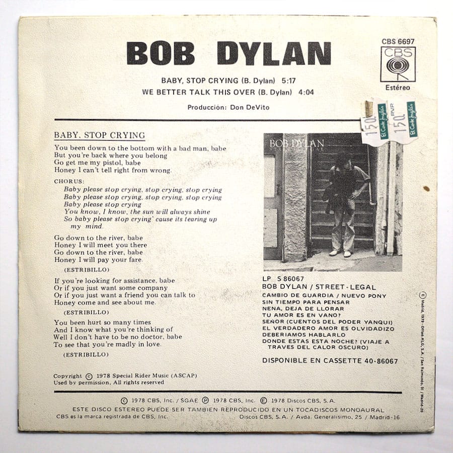 BOB DYLAN - Baby Stop Crying - Image 2