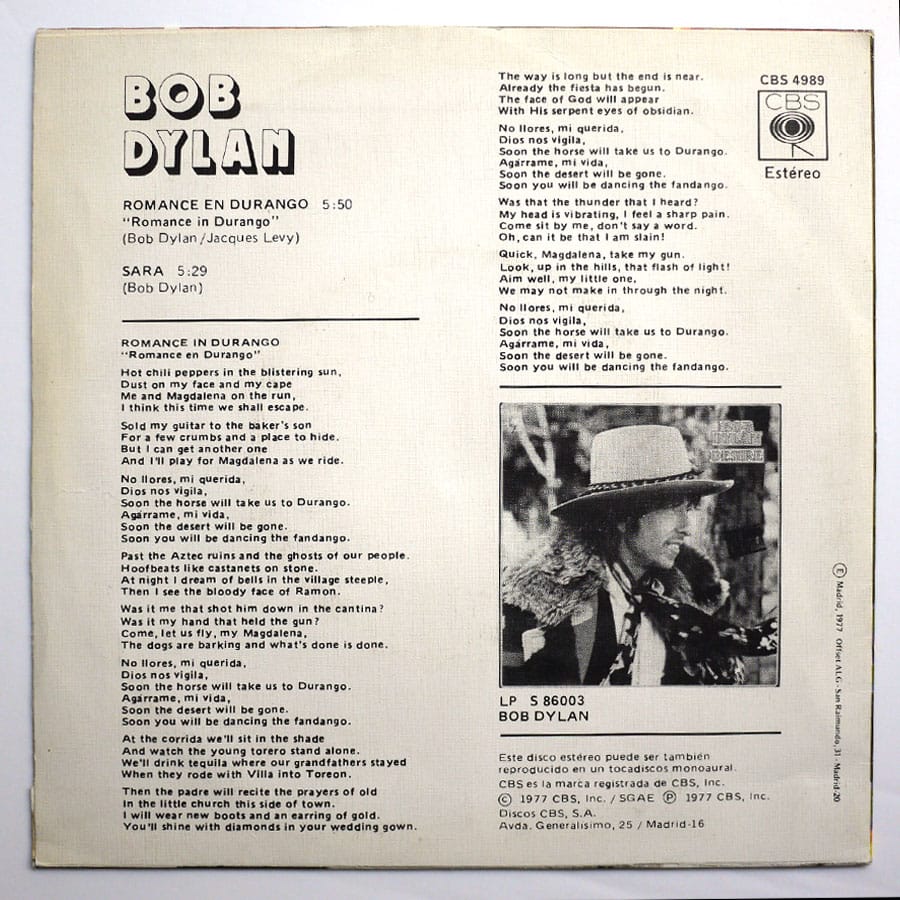 BOB DYLAN - Romance En Durango - Image 2