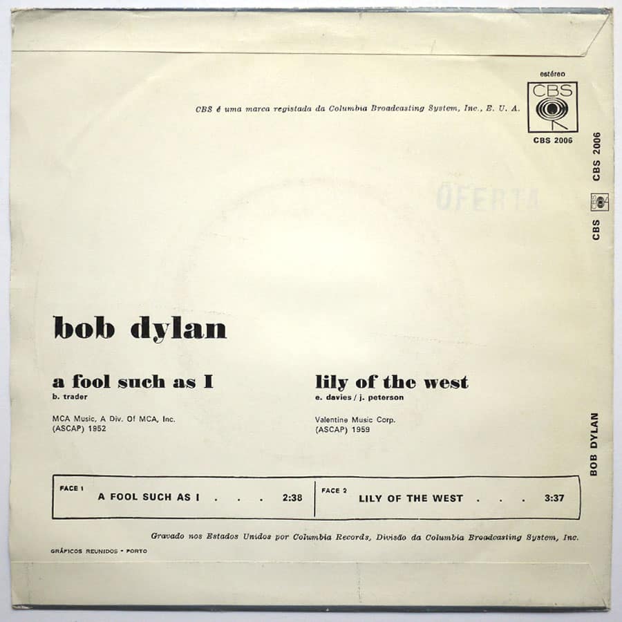 BOB DYLAN - A Fool Such As I - Image 2