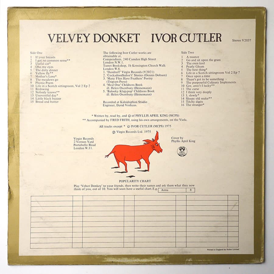 IVOR CUTLER - Velvet Donkey - Image 2