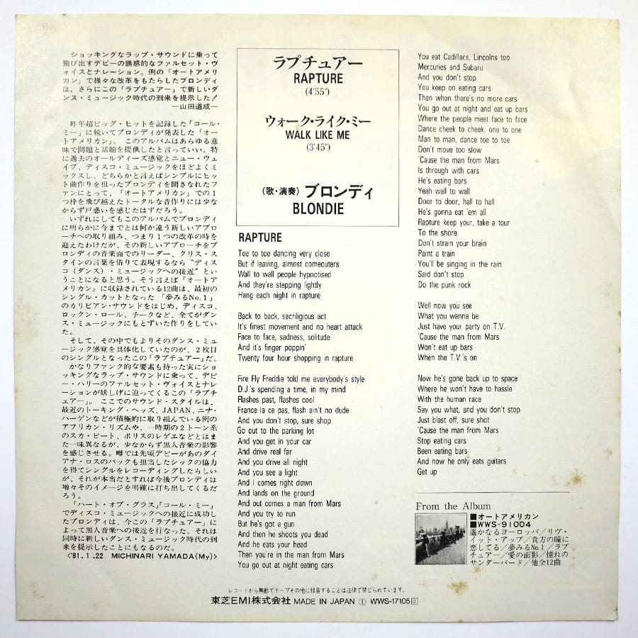 BLONDIE - Rapture (PROMO) - Image 2
