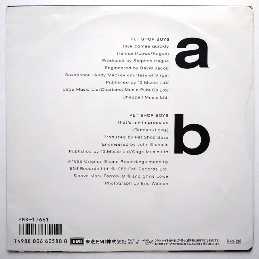 PET SHOP BOYS - Love Comes Quickly - Image 2