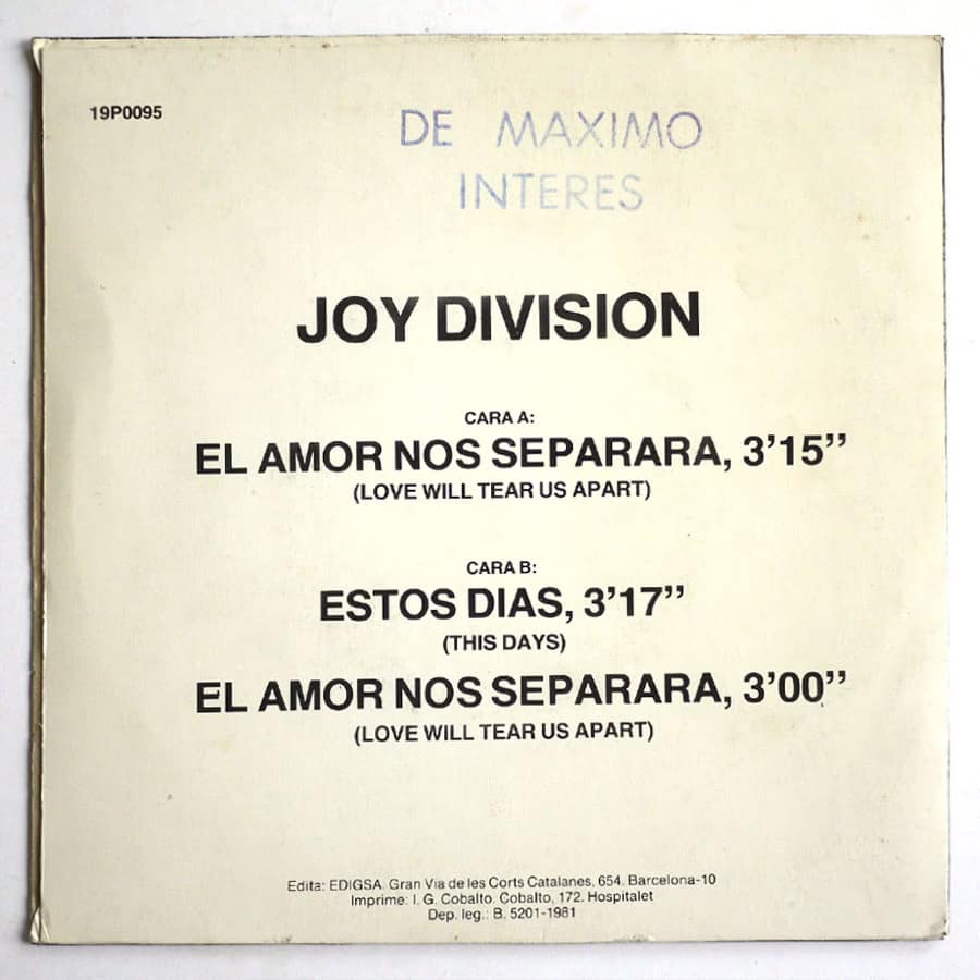 JOY DIVISION - Love Will Tear Us Apart - Image 4